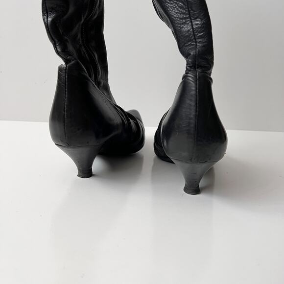 Vintage Black‎ Leather Knee High Victorian Gothic Kitten Heel Boots Size 36/6 - Picture 9 of 10